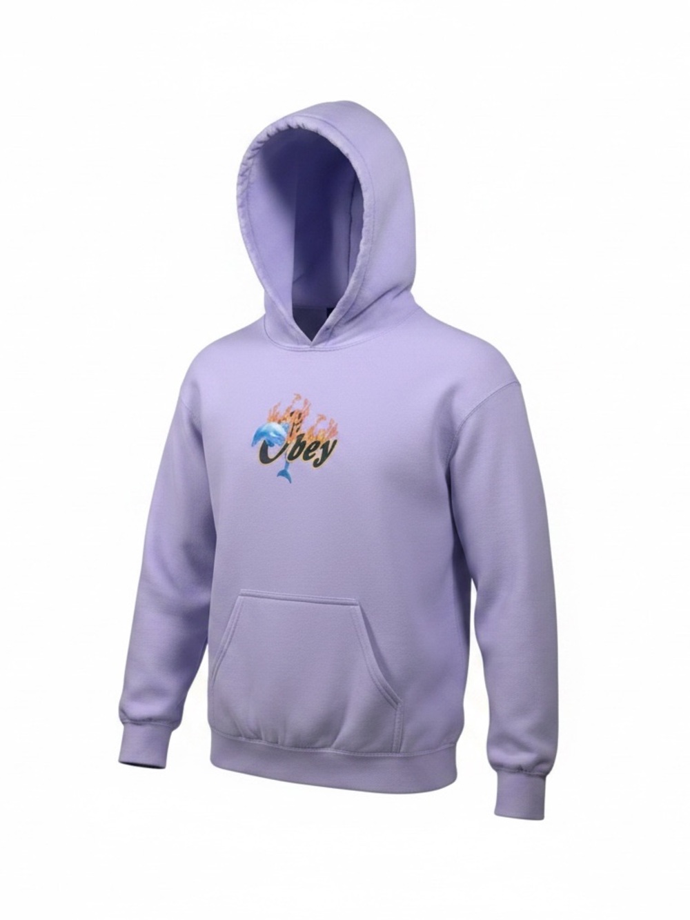 Obey Women’s Purple Hoodie Jumping through Hoops Dolphin Small Lavender